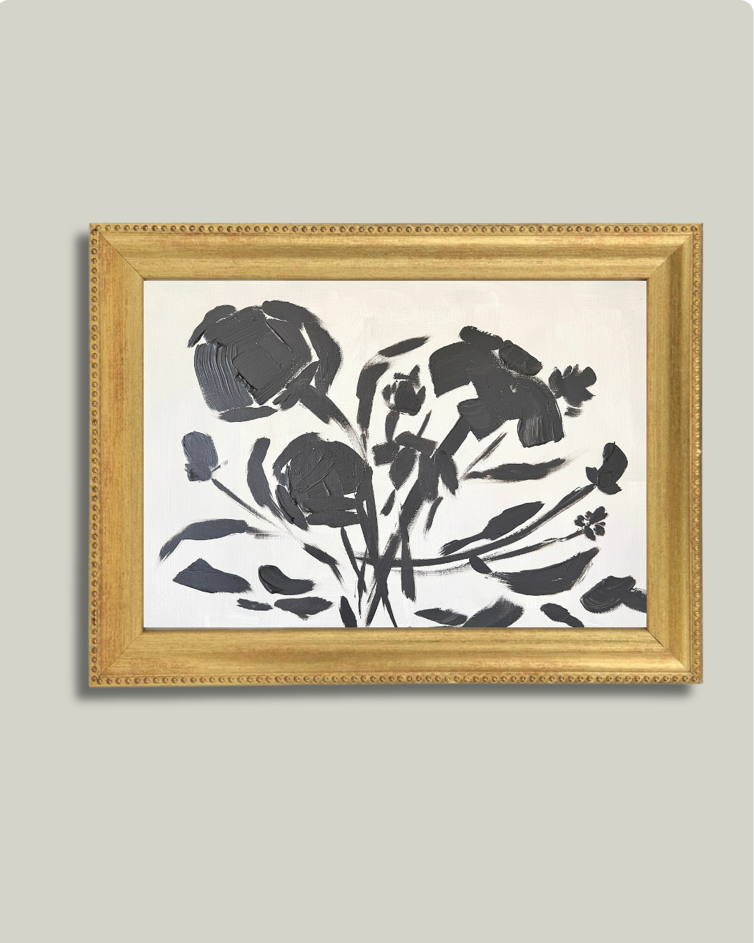 "Monochrome Flora" Classic Gold Bead Frame