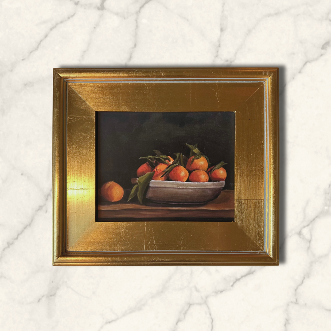 "Bowl Of Oranges" Print, French Gold Frame