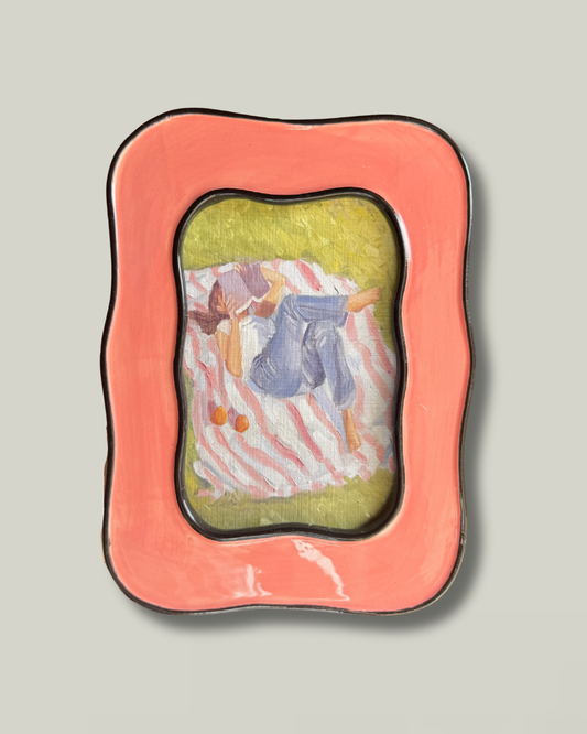 "Just A Girl and Her Book" Salmon Frame
