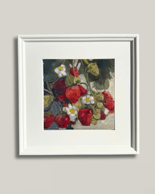 "Strawberry Blossoms" White French Frame