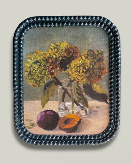 "Bruised Fruit Study" Navy Bead Frame