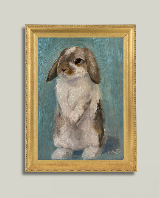 "Shy Bunny" Gold Bead frame