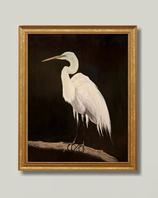 "Patient Egret" Classic Gold Frame