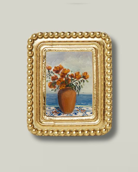 "Coastal Marigolds" Rectangle Beaded Frame