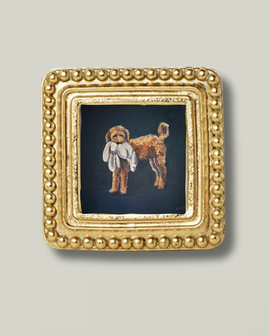 "Golden Doodle" Square Beaded Frame