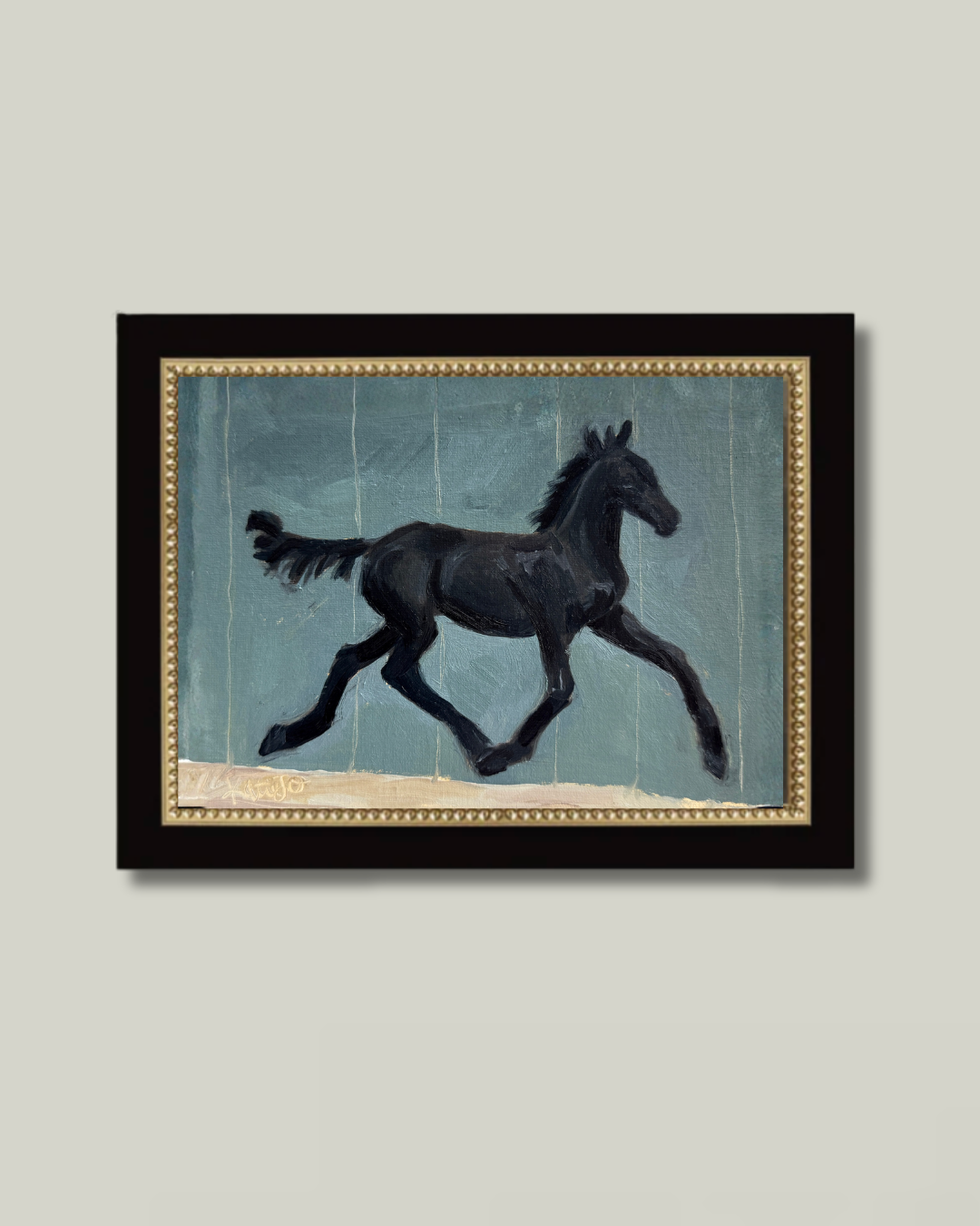 "Prancing Philly" Darling Black Bead Frame