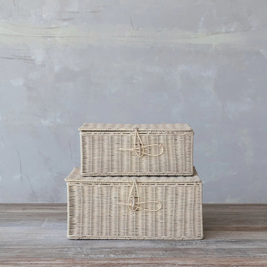 Hand-Woven Rattan Boxes Large
