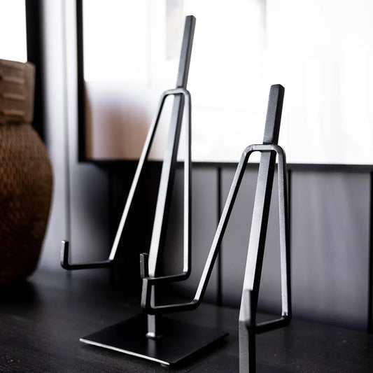 Dual Arm Black Iron Picture Easel Stand | Medium