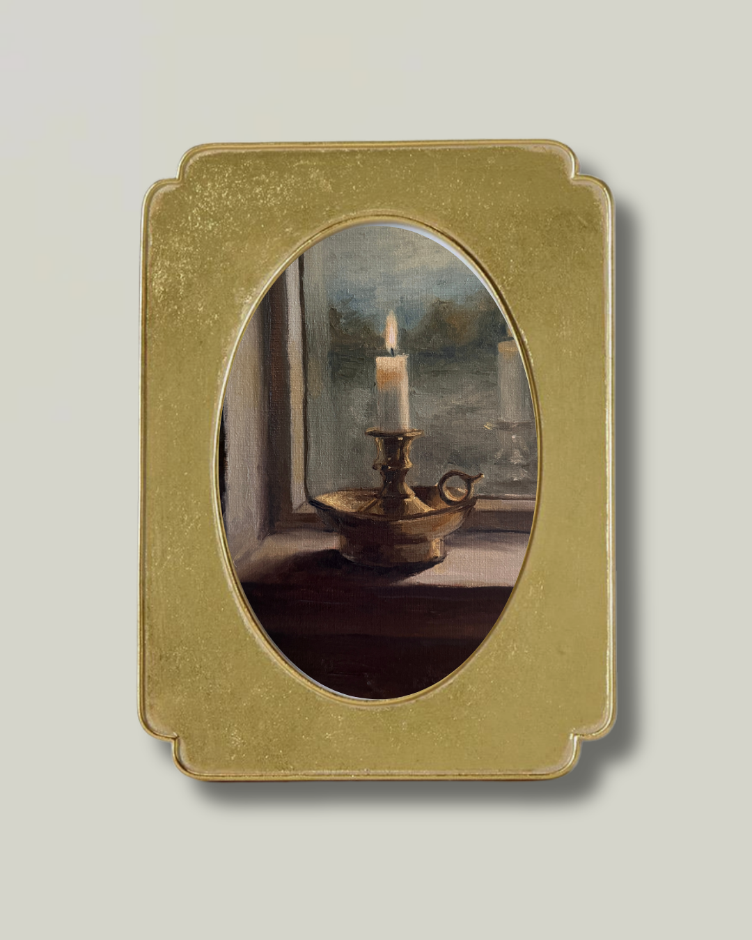 "A Little Light" Oval Gold Leaf Frame