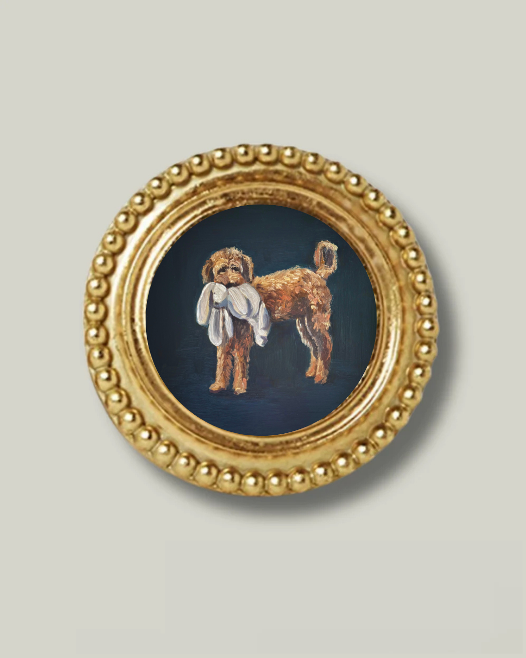 "Golden Doodle" Circle Beaded Frame