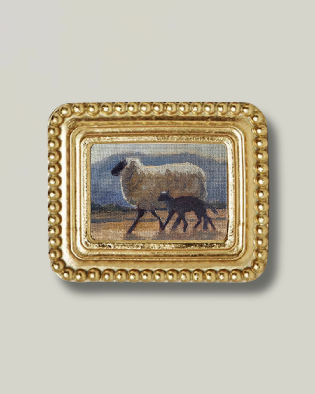 "Mother's Little Shadow" Rectangle Beaded Gold Frame